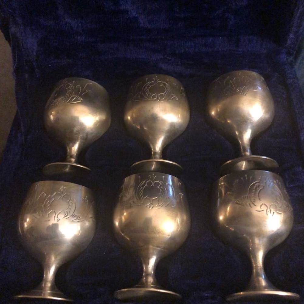 6 Silver Shot Goblets - Picture 2 of 3